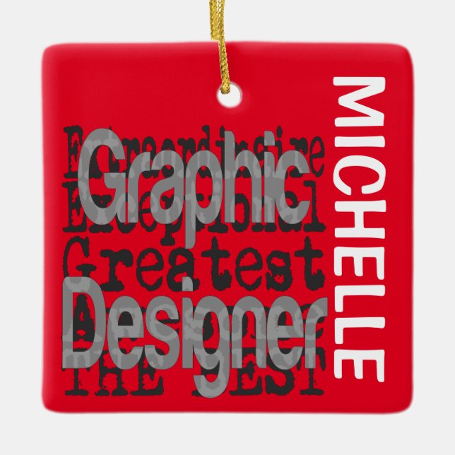 Graphic Designer Extraordinaire CUSTOM Ceramic Ornament (Front)