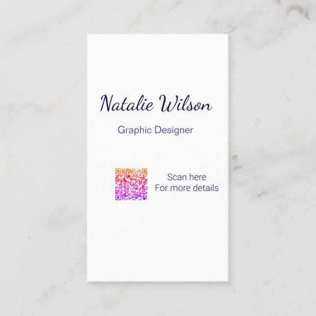 Graphic designer name scan QR code details profess Business Card (Front)
