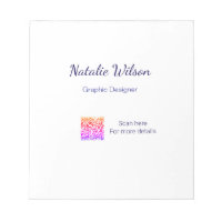 Graphic designer name scan QR code details profess