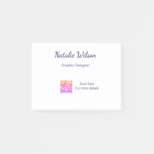 Graphic designer name scan QR code details profess Post-it Notes
