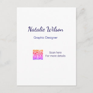 Graphic designer name scan QR code details profess Postcard