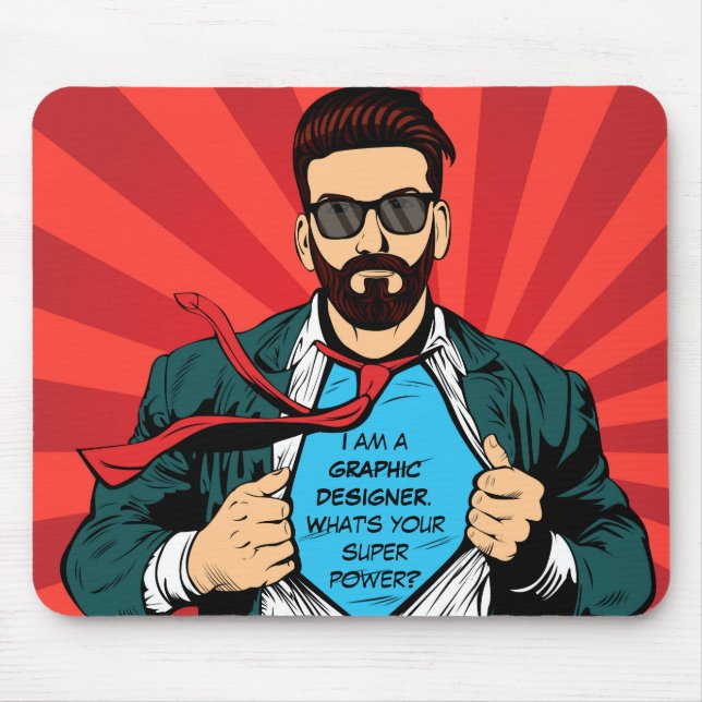 GRAPHIC DESIGNER Superpower Mouse Pad (Front)