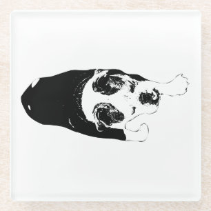 Graphic Dog Stride Brightens Table Gatherings Glass Coaster