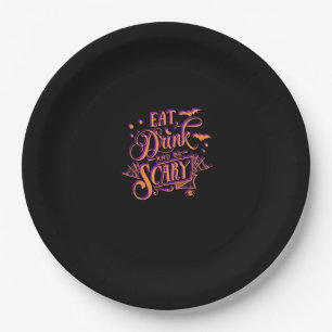 Graphic Eat Drink And Be Scary Halloween Party Fal Paper Plate