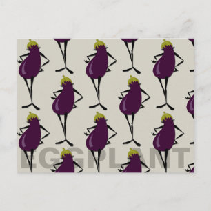 GRAPHIC EGGPLANT PATTERN ILLUSTRATION POSTCARD