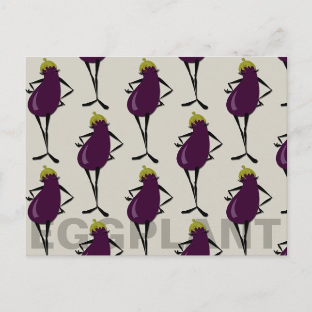 GRAPHIC EGGPLANT PATTERN ILLUSTRATION POSTCARD (Front)