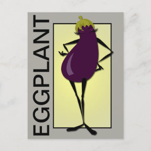 GRAPHIC EGGPLANT TYPOGRAPHY VERTICAL POSTCARD