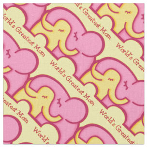 Graphic elephant hug mum personalised pattern fabric