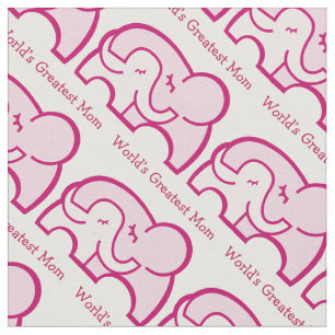 Graphic elephant hug mum pink pattern fabric