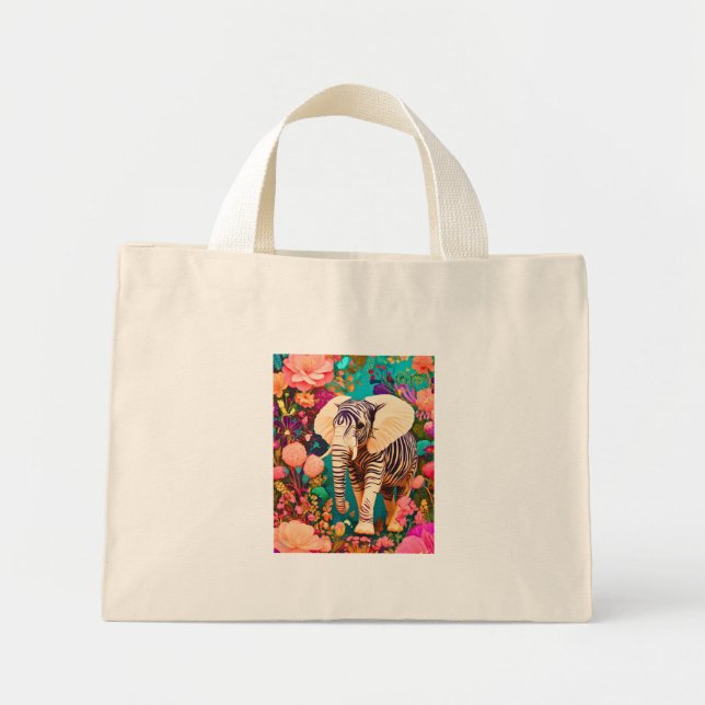 Graphic elephant mini tote bag (Front)