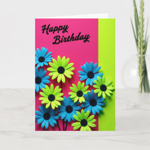 Graphic Floral Birthday Card