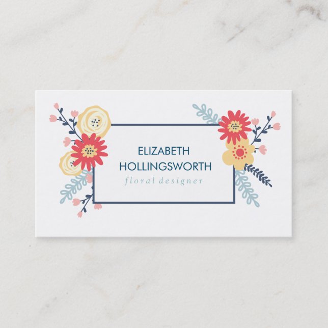 Graphic Floral Business Cards (Front)