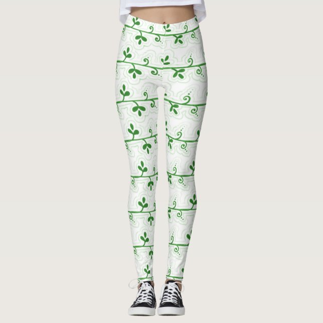 Graphic Floral Seamless Pattern Leggings (Front)