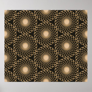 graphic floral tracery grid seamless pattern in iv poster
