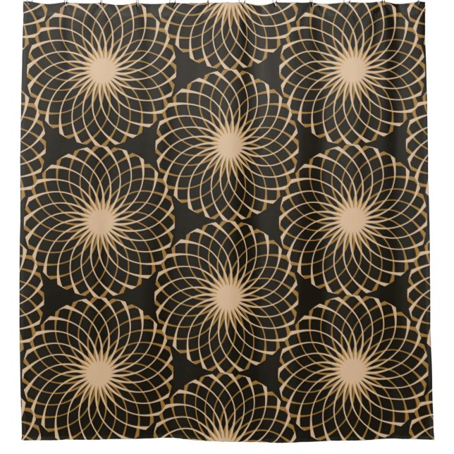 graphic floral tracery grid seamless pattern in iv shower curtain (Front)