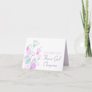 Graphic floral wedding flower girl thank you card