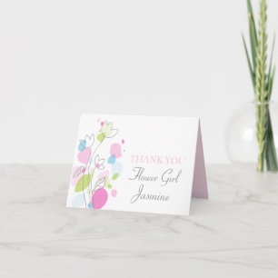 Graphic floral wedding flower girl thanks card