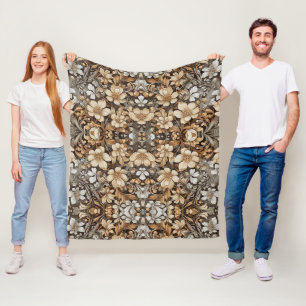 Graphic Flower Pattern in Soft Light Colours Elega Fleece Blanket