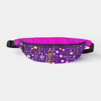 Graphic flowers and text olivia purple pink yellow