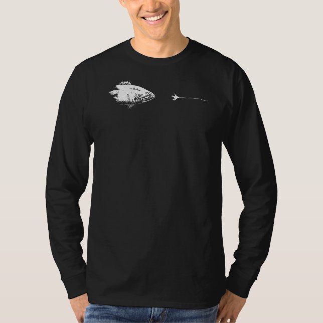 Graphic Fly Fishing Hook Line  Fish Smallmouth Bas T-Shirt (Front)