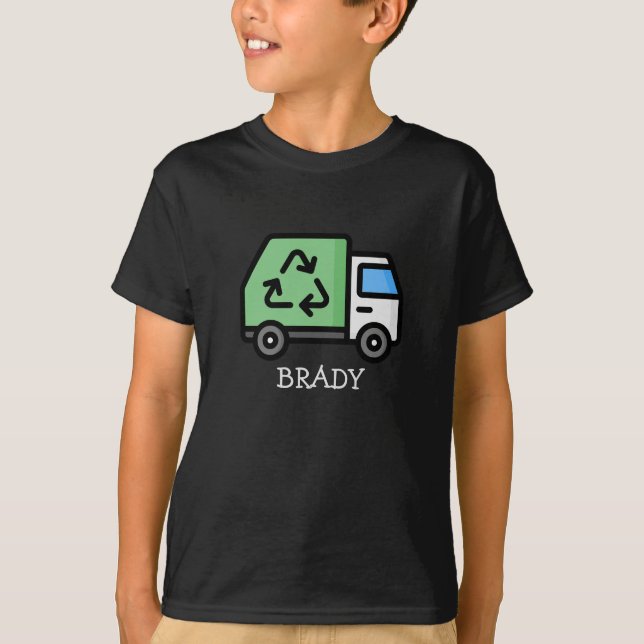 Graphic Garbage/Recycle Truck with Kids Name T-Shirt (Front)
