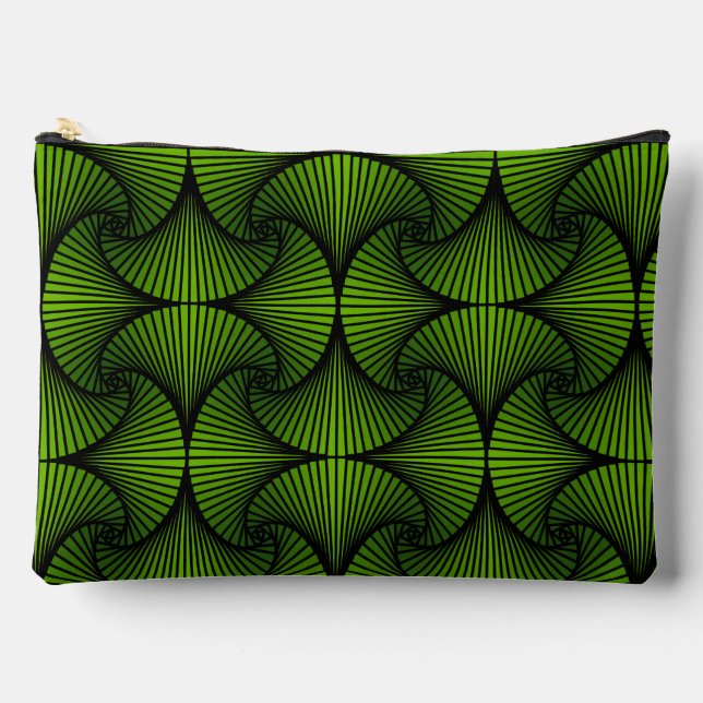 Graphic Geometric 3D Scallop Fan Green Accessory Pouch (Front)