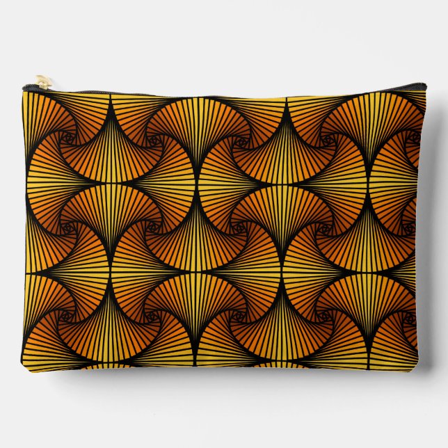 Graphic Geometric 3D Scallop Fan Orange Yellow Accessory Pouch (Front)