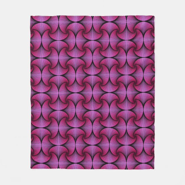 Graphic Geometric 3D Scallop Fan Pink Fleece Blanket (Front)