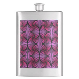 Graphic Geometric 3D Scallop Fan Pink Hip Flask