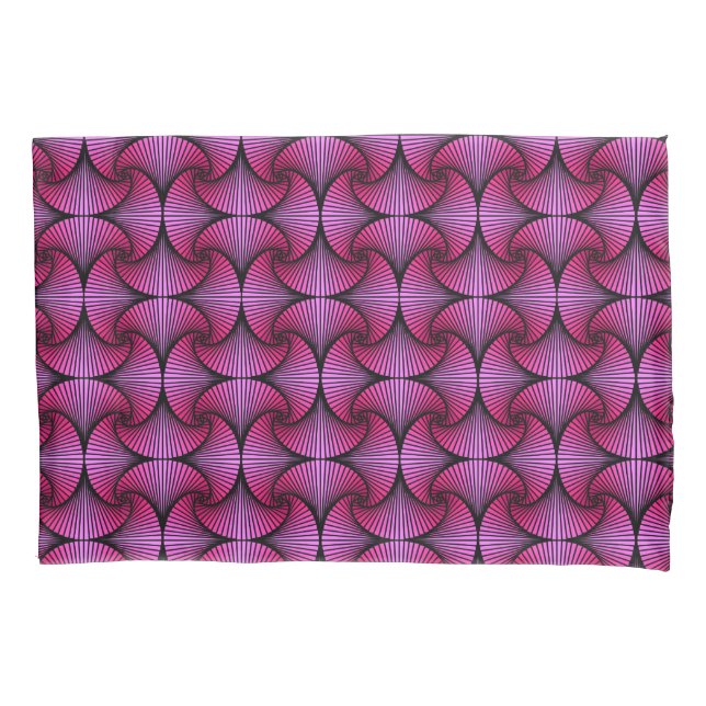 Graphic Geometric 3D Scallop Fan Pink Pillowcase (Front)