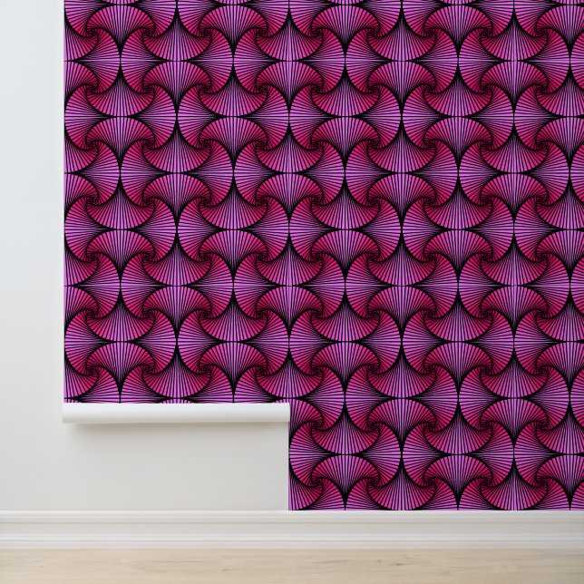 Graphic Geometric 3D Scallop Fan Pink Wallpaper (Application)