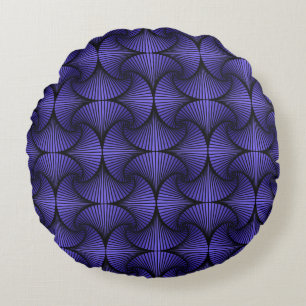 Graphic Geometric 3D Scallop Fan Purple Round Cushion