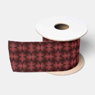 Graphic Geometric 3D Scallop Fan Red Satin Ribbon