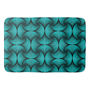 Graphic Geometric 3D Scallop Fan Turquoise Bath Mat