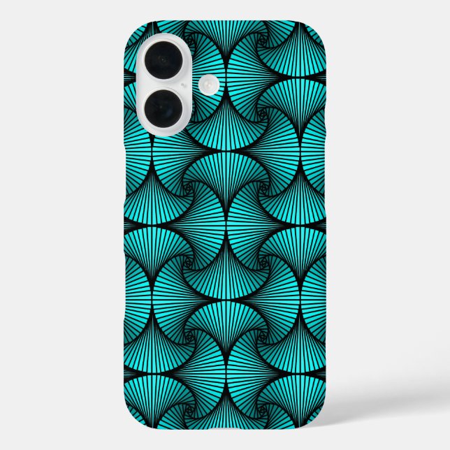 Graphic Geometric 3D Scallop Fan Turquoise Case-Mate iPhone Case (Back)