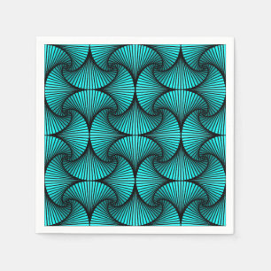 Graphic Geometric 3D Scallop Fan Turquoise Napkin