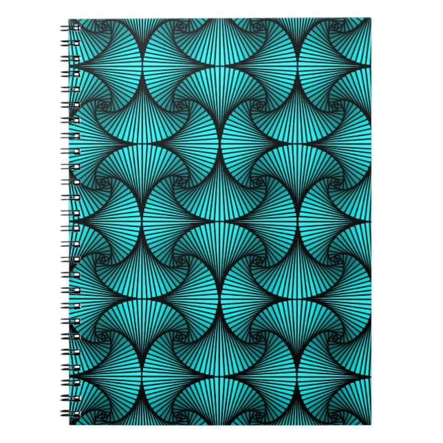 Graphic Geometric 3D Scallop Fan Turquoise Notebook (Front)