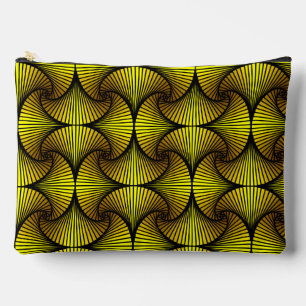 Graphic Geometric 3D Scallop Fan Yellow Accessory Pouch