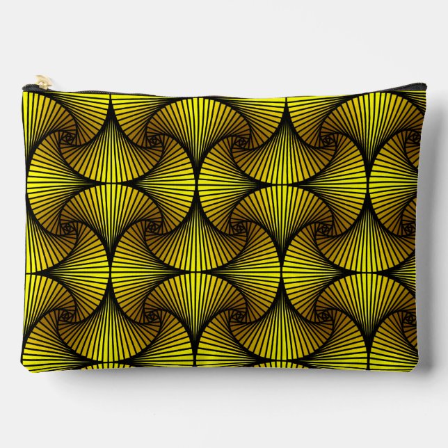 Graphic Geometric 3D Scallop Fan Yellow Accessory Pouch (Front)