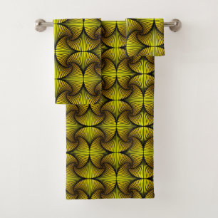 Graphic Geometric 3D Scallop Fan Yellow Bath Towel Set