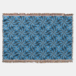Graphic Geometric 3D Spiral Twist Blue Throw Blanket