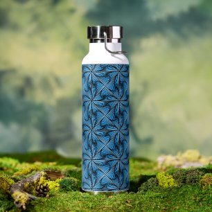 Graphic Geometric 3D Spiral Twist Blue Water Bottle