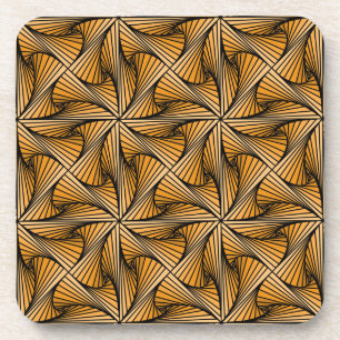Graphic Geometric 3D Spiral Twist Orange Coaster