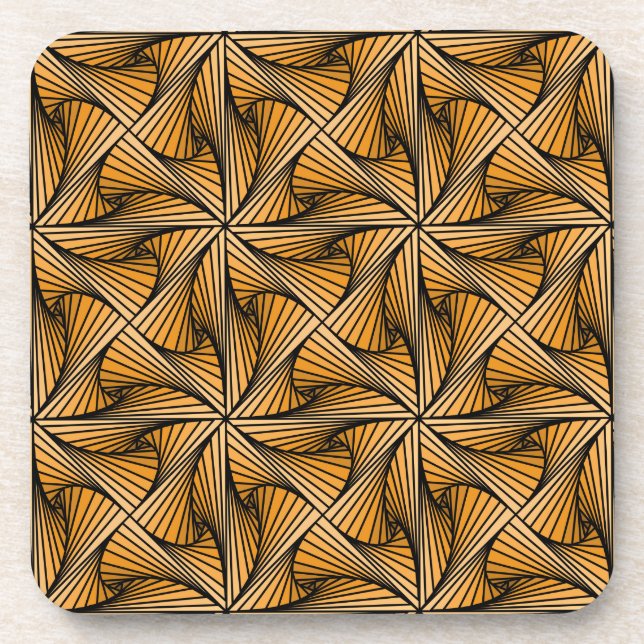 Graphic Geometric 3D Spiral Twist Orange Coaster (Front)
