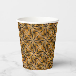 Graphic Geometric 3D Spiral Twist Orange Paper Cups