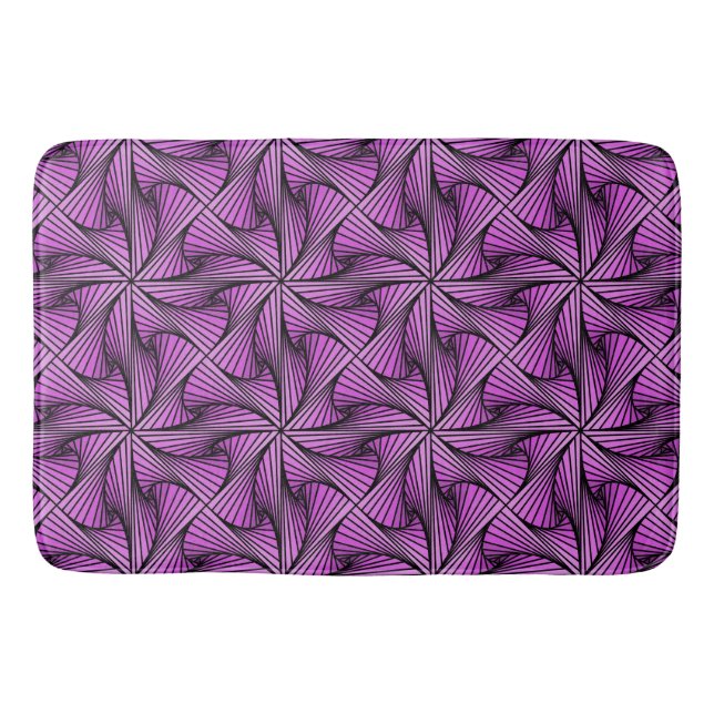 Graphic Geometric 3D Spiral Twist Pink Bath Mat (Front)