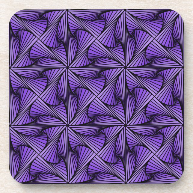 Graphic Geometric 3D Spiral Twist Purple Coaster (Front)