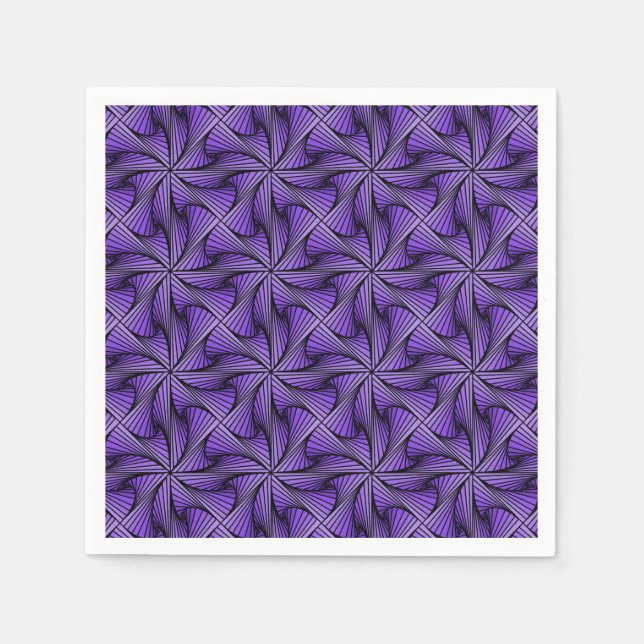 Graphic Geometric 3D Spiral Twist Purple Napkin (Front)
