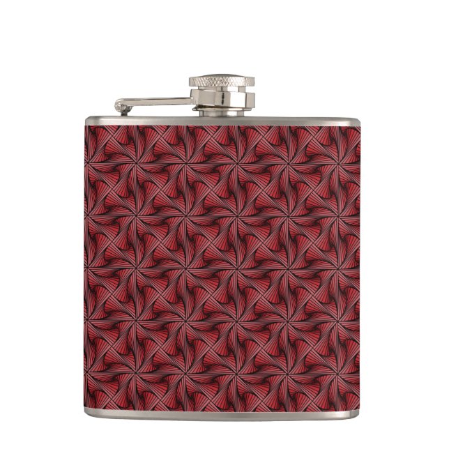 Graphic Geometric 3D Spiral Twist Red Hip Flask (Front)