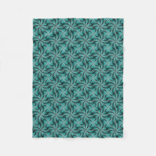 Graphic Geometric 3D Spiral Twist Turquoise Green Fleece Blanket